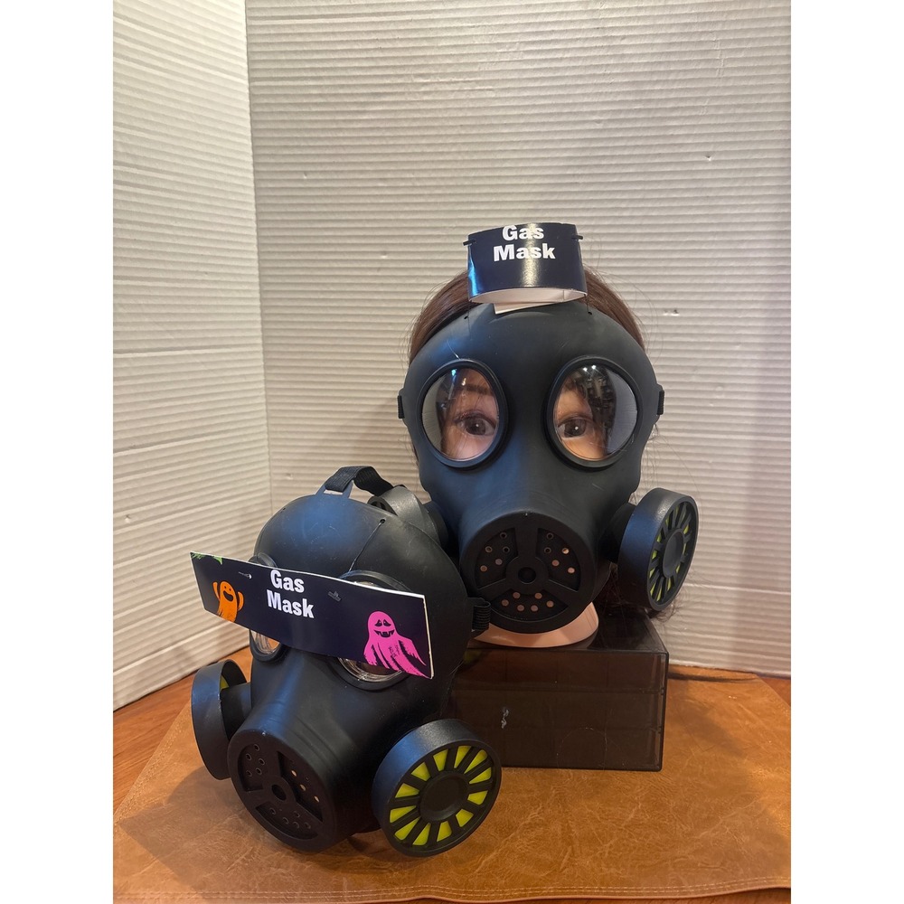Black Gas Mask Costume Accessory Post Apocalyptic Cosplay Prop 2 Pack